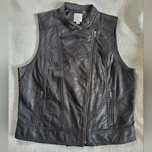 Halogen Crinkled Leather Moto Vest, Sz L, NWOT